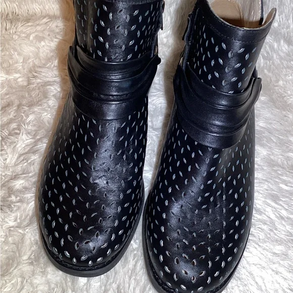 Spenco orthotic black leather razor cut ankle boots size 8.5 - Picture 6 of 9